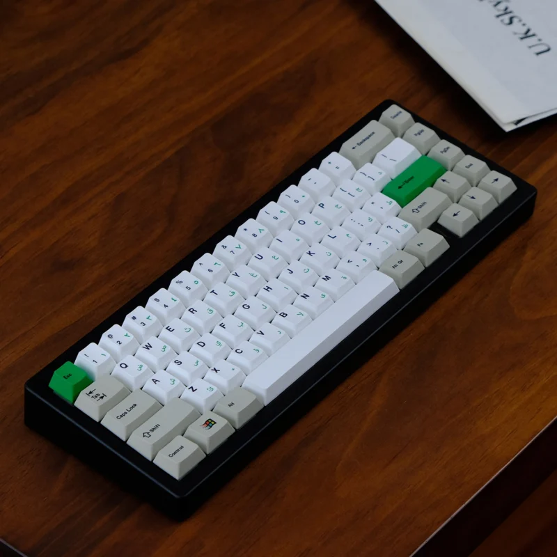 GMK Classic Arabic Clone Keycaps Set Grey White Green PBT - Image 5