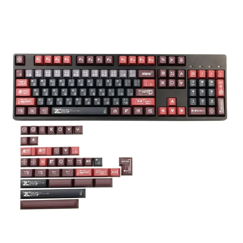 Mecha Era Mobile Suit Gundam Keycaps Set Japanese Black PBT - Image 5