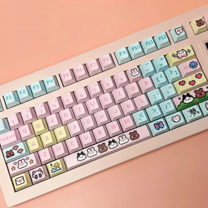 Pixel Mosaicbaby Keycaps Set Kawaii Pink Blue Cherry PBT