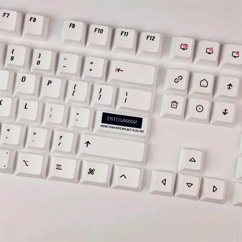 Black on White Keycaps Set Minimalist Cherry Profile PBT