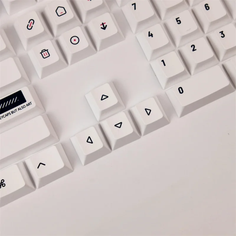 Black on White Keycaps Set Minimalist Cherry Profile PBT - Image 10