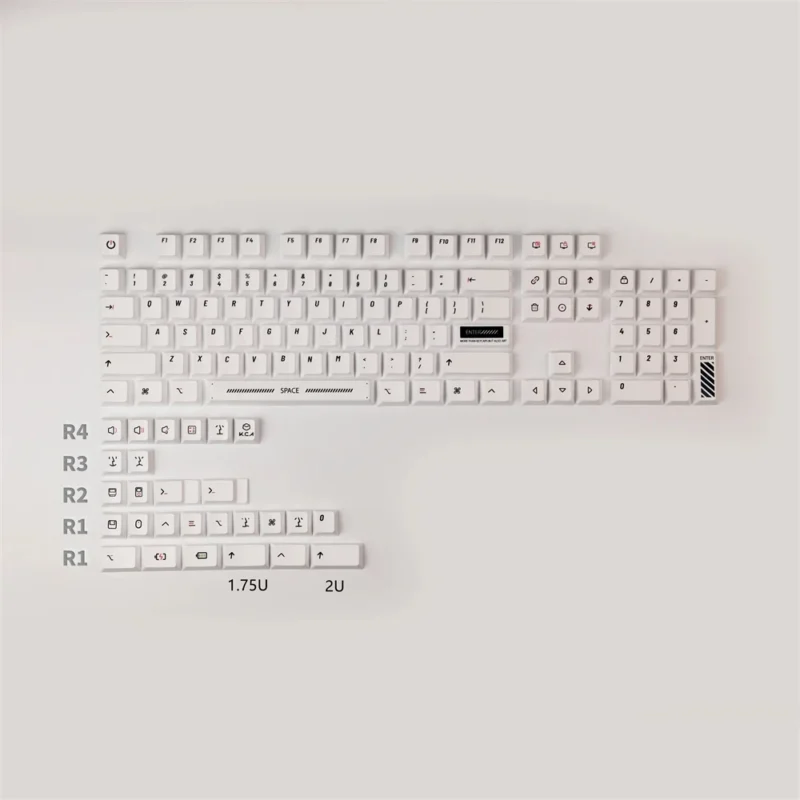 Black on White Keycaps Set Minimalist Cherry Profile PBT - Image 2