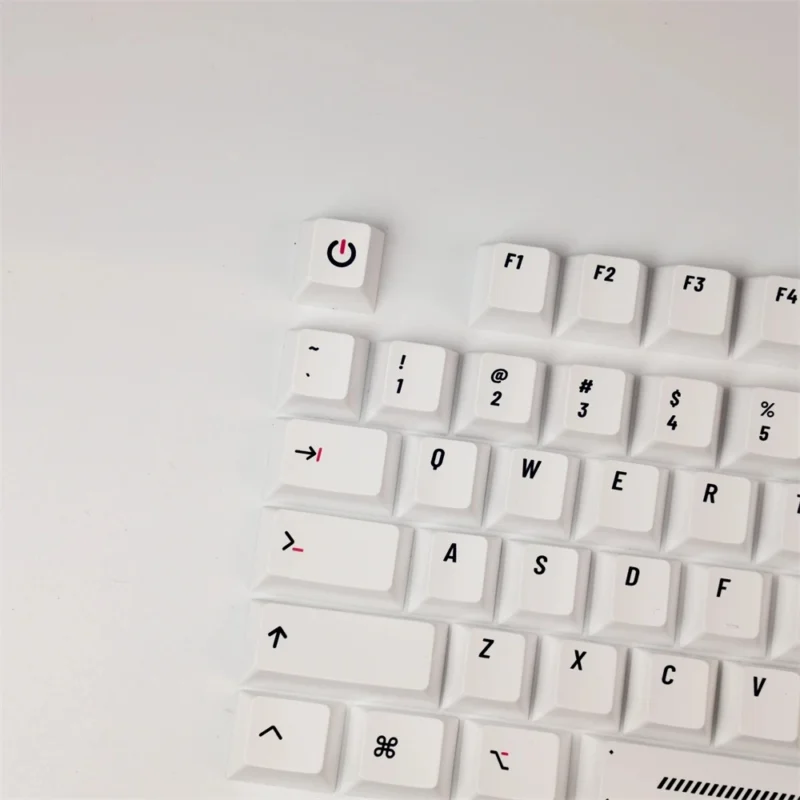 Black on White Keycaps Set Minimalist Cherry Profile PBT - Image 3