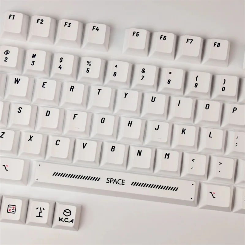 Black on White Keycaps Set Minimalist Cherry Profile PBT - Image 4