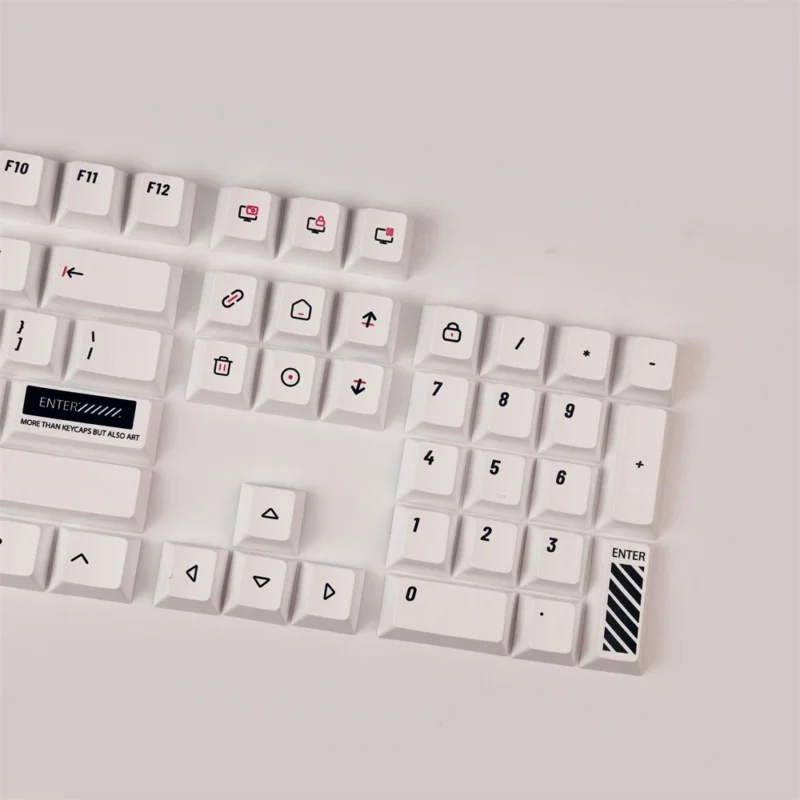 Black on White Keycaps Set Minimalist Cherry Profile PBT - Image 5