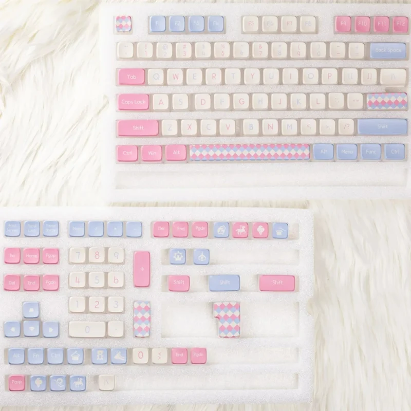 Cute Amusement Park Keycaps Set Sidelit Pink Blue Kawaii PBT - Image 2