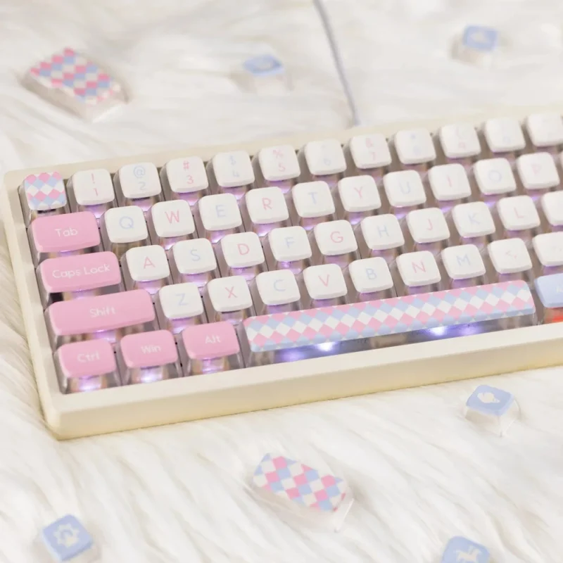 Cute Amusement Park Keycaps Set Sidelit Pink Blue Kawaii PBT - Image 3