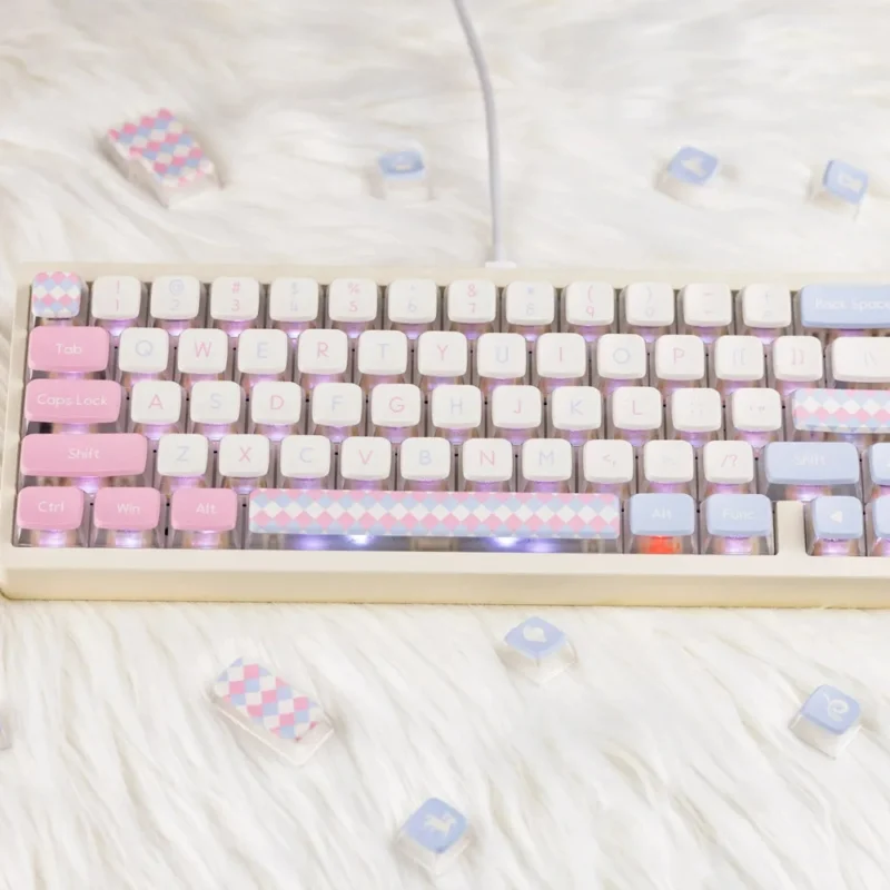 Cute Amusement Park Keycaps Set Sidelit Pink Blue Kawaii PBT - Image 4