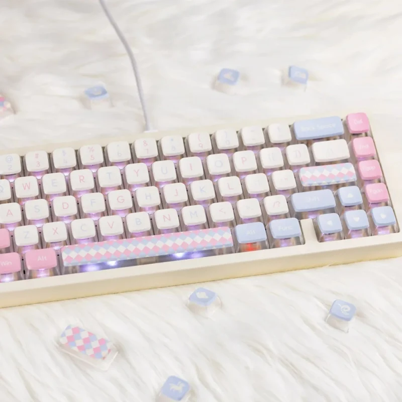 Cute Amusement Park Keycaps Set Sidelit Pink Blue Kawaii PBT - Image 5