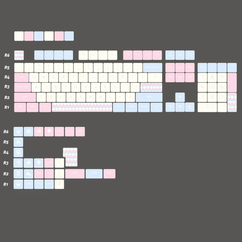 Cute Amusement Park Keycaps Set Sidelit Pink Blue Kawaii PBT - Image 9