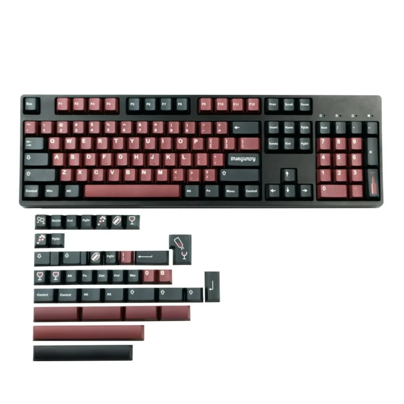 GMK Burgundy Clone Keycaps Set Black Red Cherry PBT - Image 9