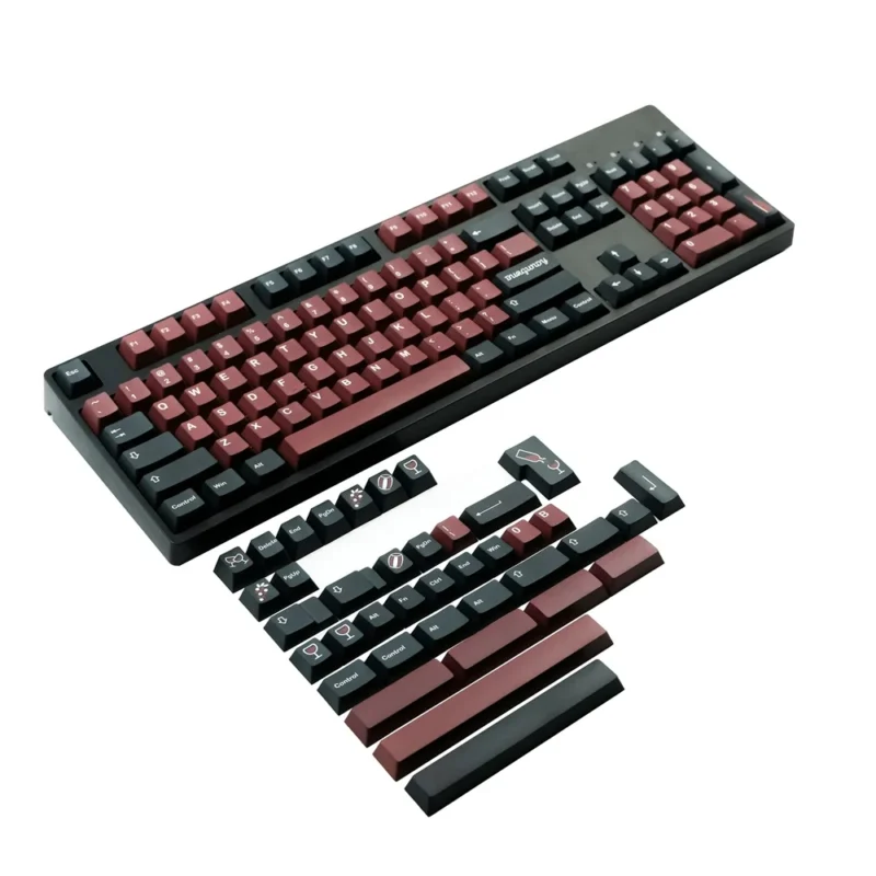 GMK Burgundy Clone Keycaps Set Black Red Cherry PBT - Image 7