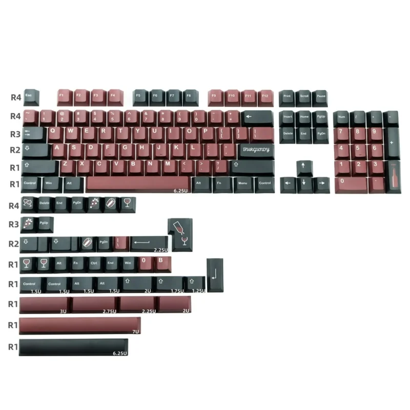 GMK Burgundy Clone Keycaps Set Black Red Cherry PBT - Image 3