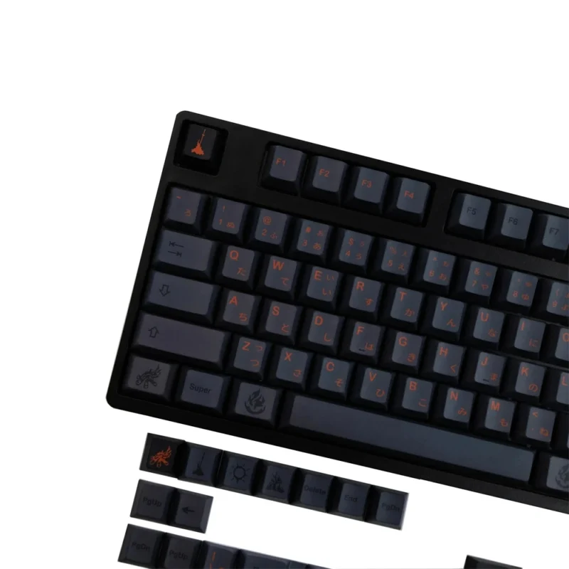 GMK Cinder Clone Keycaps Set Japanese Red on Black PBT - Image 7