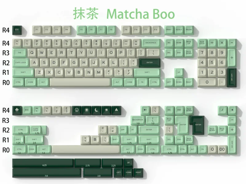 GMK Matcha Boo Clone Keycaps Set Green White ABS Doubleshot - Image 5