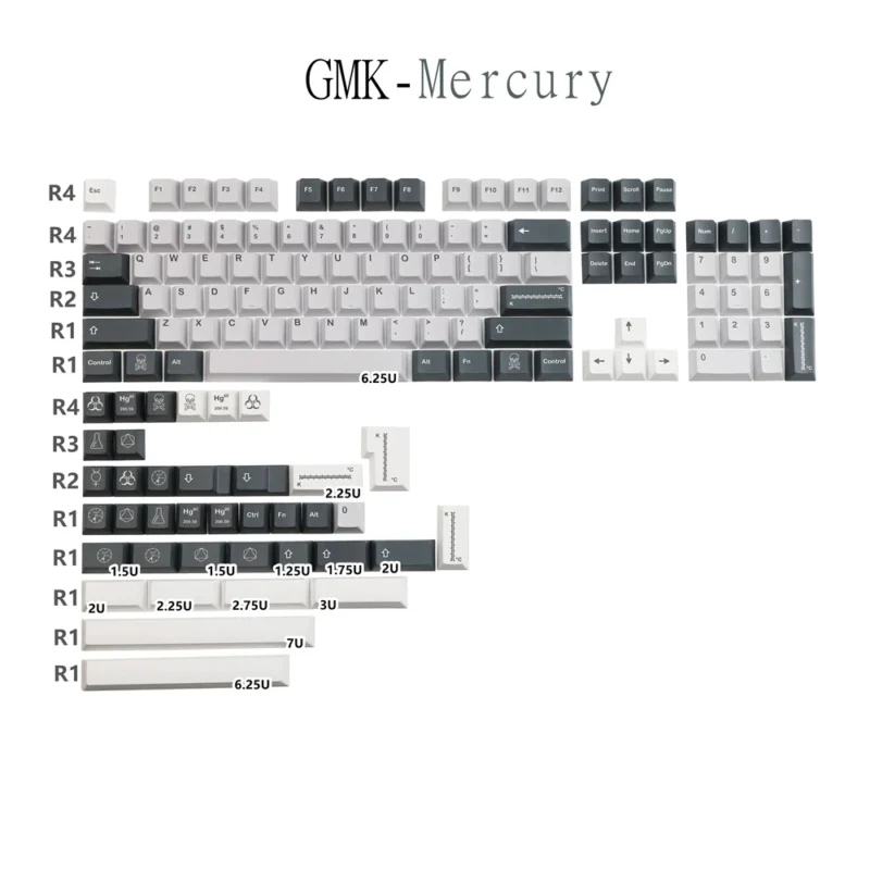 GMK Mercury Clone Keycaps Set Black White Cherry PBT - Image 4