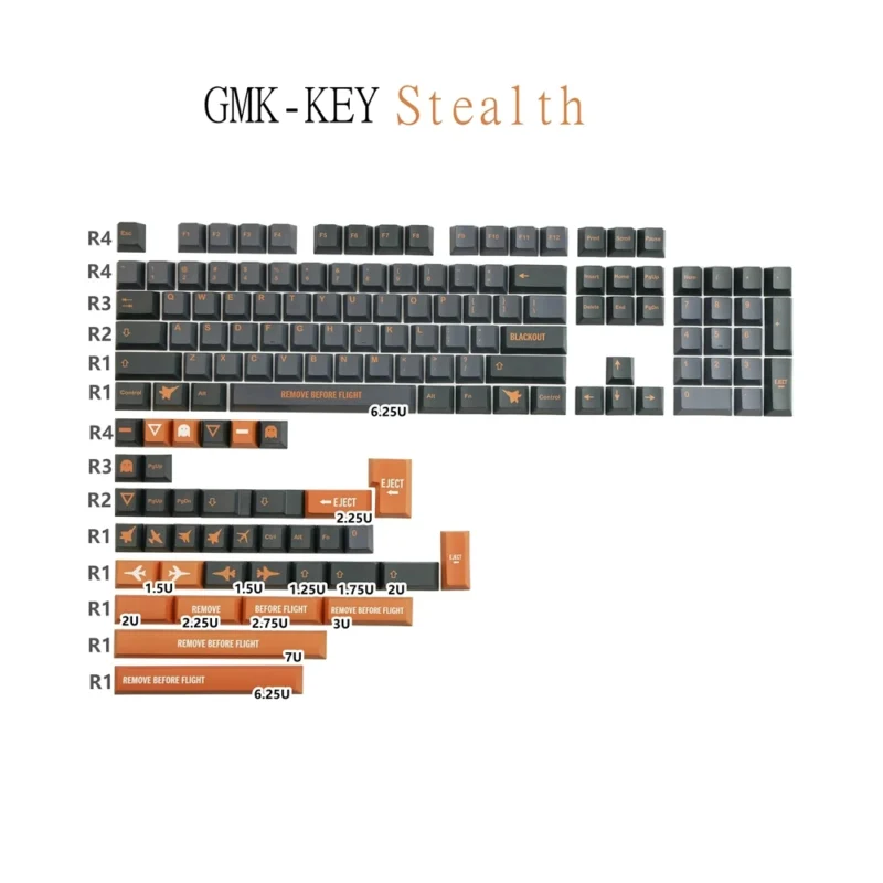 GMK Stealth Clone Keycaps Set Plane Black Brown Cherry PBT - Image 10