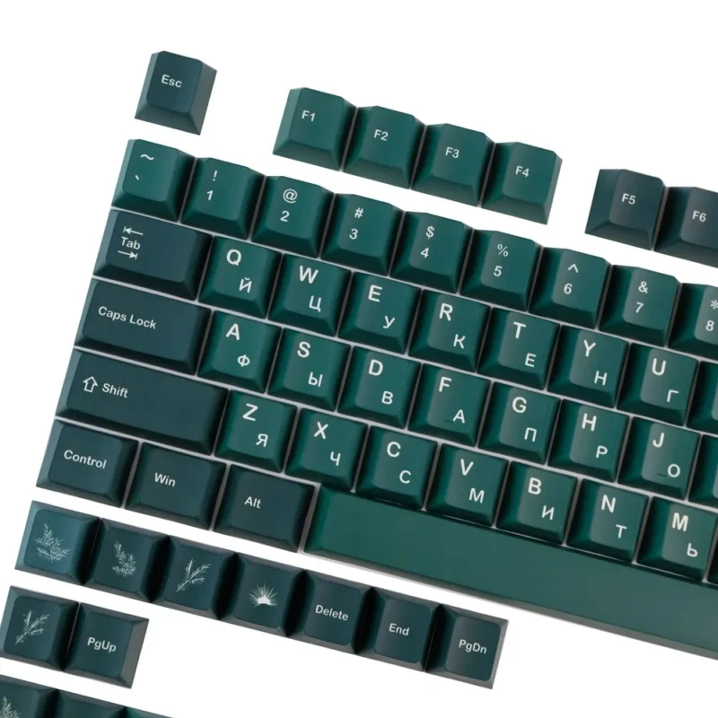 GMK Taiga Clone Keycaps Set Russian Green White Cherry PBT - Image 4