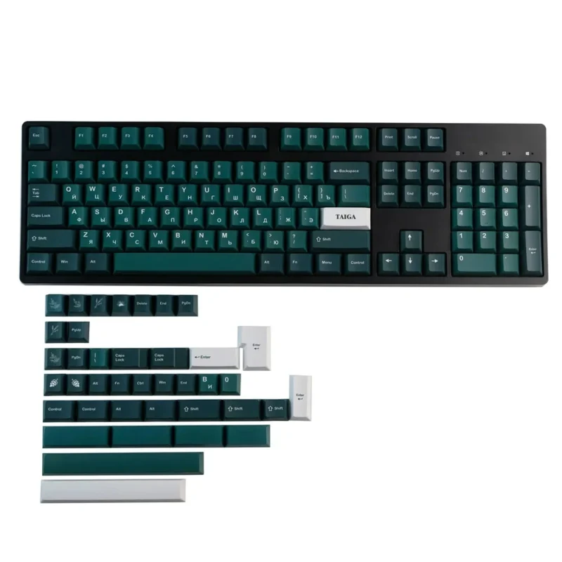 GMK Taiga Clone Keycaps Set Russian Green White Cherry PBT - Image 8