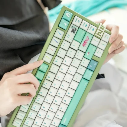 Hatsune Miku Keycaps Set Anime Green White KCA PBT