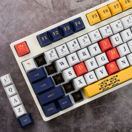 Morse Code Machinery Keycaps Set Blue Yellow Red Cherry PBT