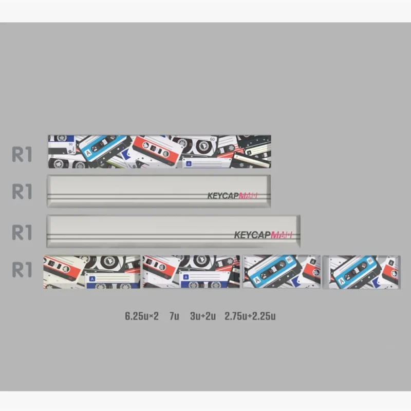 Retro Walkman Cassettes Keycaps Set Grey Cherry PBT - Image 7