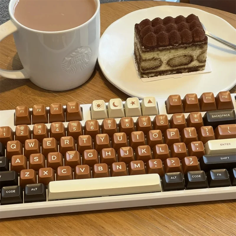 Rich Coffee Keycaps Set Brown Beige SA Double shot ABS - Image 5