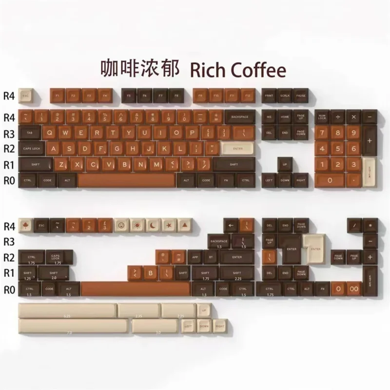 Rich Coffee Keycaps Set Brown Beige SA Double shot ABS - Image 7